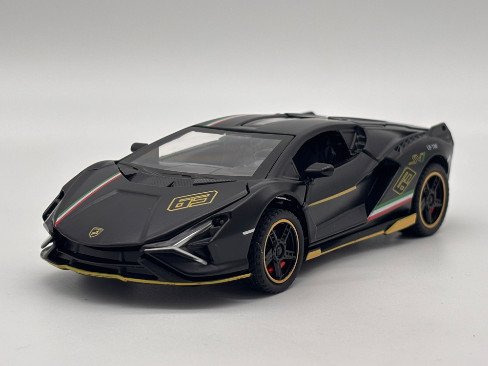 Automachetă Lamborghini Sian, din Metal, 1:32, Funcție Pull-Back, Uși și Capotă Deschizătoare, Sunete și Lumini, 16 cm [8]