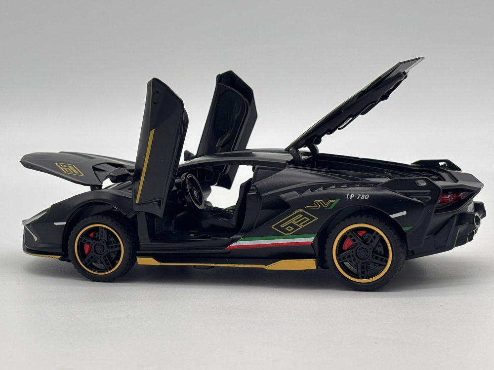 Automachetă Lamborghini Sian, din Metal, 1:32, Funcție Pull-Back, Uși și Capotă Deschizătoare, Sunete și Lumini, 16 cm [9]
