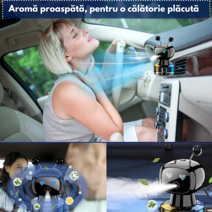 Odorizant Auto Design Robot – Reîncărcabil, Ochi Animati, Parfum Inclus, Fixare pe Bord cu Bandă Specială inclusa [10]