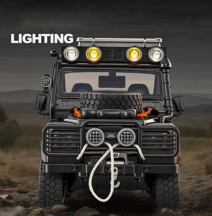 Masina din Metal Land Range Rover Defender 110 Tomb LE Pickup 1:24, 22 cm, Pull Back, Se Deschide Complet, Lumini si Sunete, Accesorii Incluse [2]