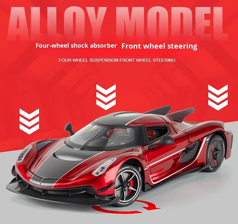 Mașină din Metal Koenigsegg Jesko 1:24, Model Hypercar cu Pullback, Uși Deschizătoare în Sus, Lumini și Sunete, 20 cm [4]