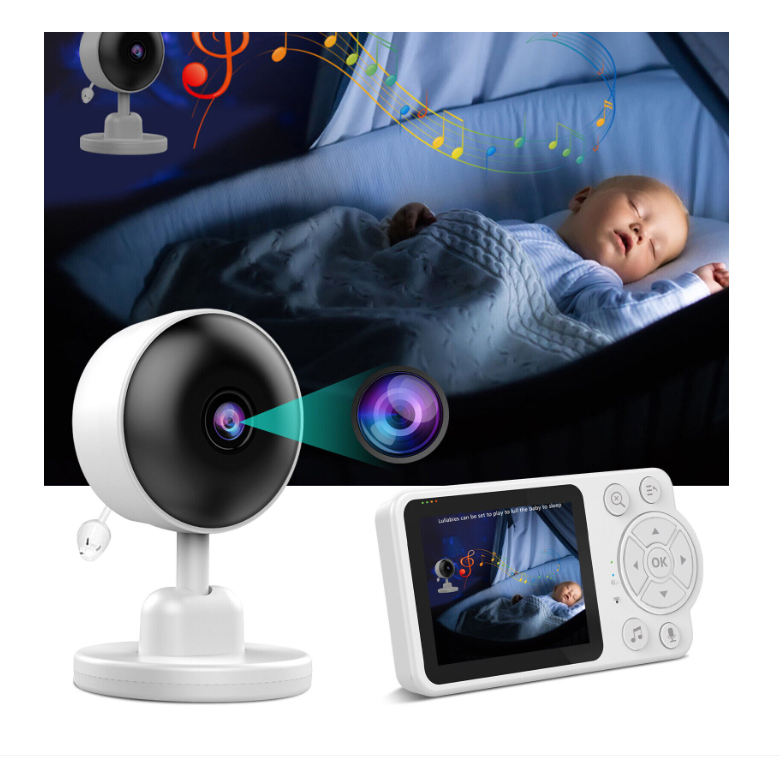 Baby Monitor Video 2.4GHz fara WiFi cu Camera si Ecran 7 cm, Viziune Nocturna HD, Detectare Plans, Monitorizare Temperatura, Comunicare Bidirectionala, Alarmă pentru hrănire, Muzica pentru Bebelu [7]