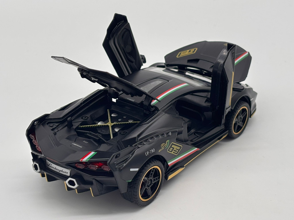 Automachetă Lamborghini Sian, din Metal, 1:32, Funcție Pull-Back, Uși și Capotă Deschizătoare, Sunete și Lumini, 16 cm [5]