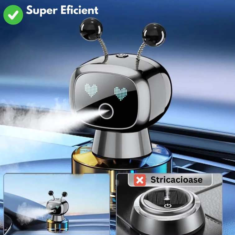 Odorizant Auto Design Robot – Reîncărcabil, Ochi Animati, Parfum Inclus, Fixare pe Bord cu Bandă Specială inclusa [8]