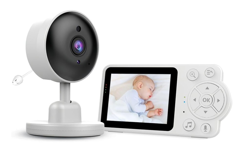 Baby Monitor Video 2.4GHz fara WiFi cu Camera si Ecran 7 cm, Viziune Nocturna HD, Detectare Plans, Monitorizare Temperatura, Comunicare Bidirectionala, Alarmă pentru hrănire, Muzica pentru Bebelu [13]