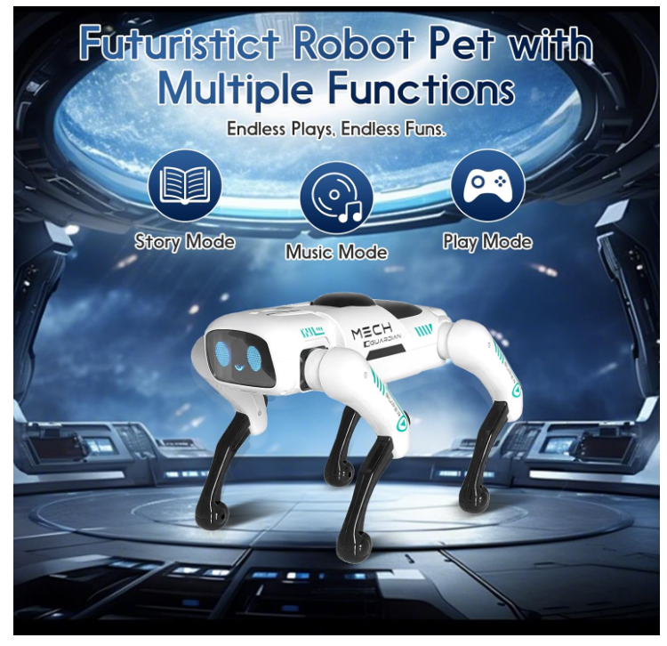 Robot Caine Inteligent cu Telecomanda, Jucarie Interactiva STEM Programabila, Muzica, Povesti si Dans, RC Robo Dog pentru Copii [3]