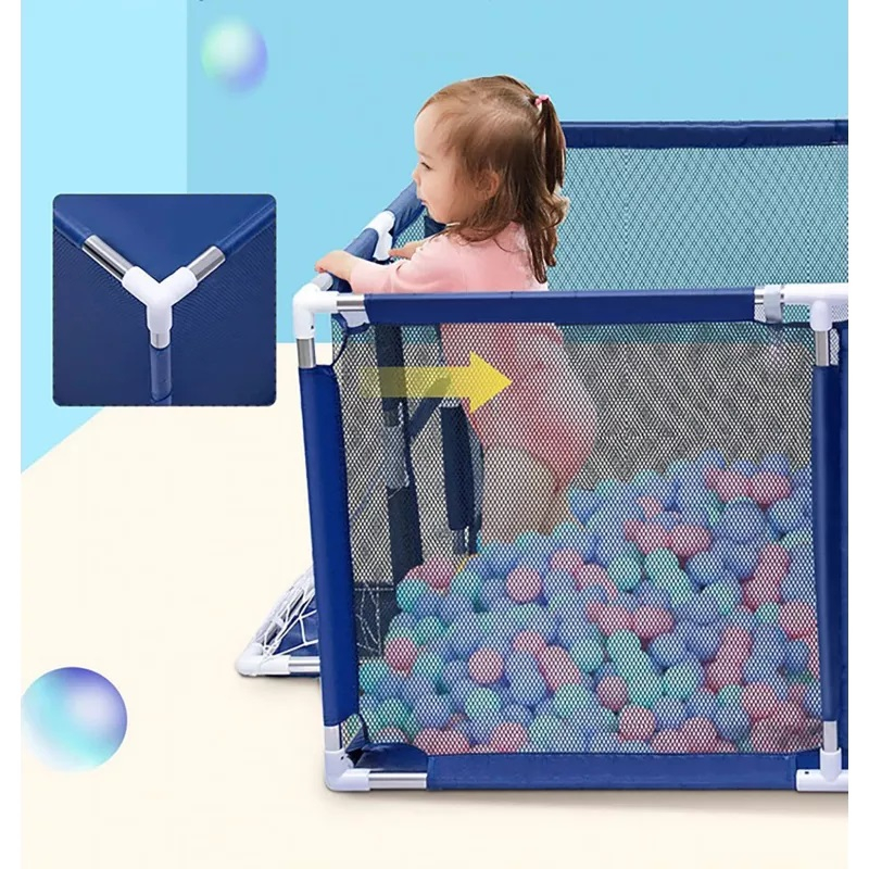 Țarc pentru Bebelusi 180x120x64 cm, Cu 30 de Bile, Mini Coș de Baschet, Poartă de Fotbal, Acces cu Fermoar și Montaj Ușor [12]