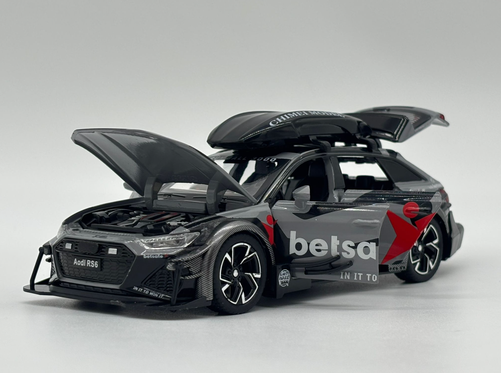 Masina din Metal Audi RS6 Camo 1:32, 15 cm, Functie Pull Back, Usile Capota si Portbagaj Deschizabile, Lumini si Sunete, Automacheta Audi RS6 [8]