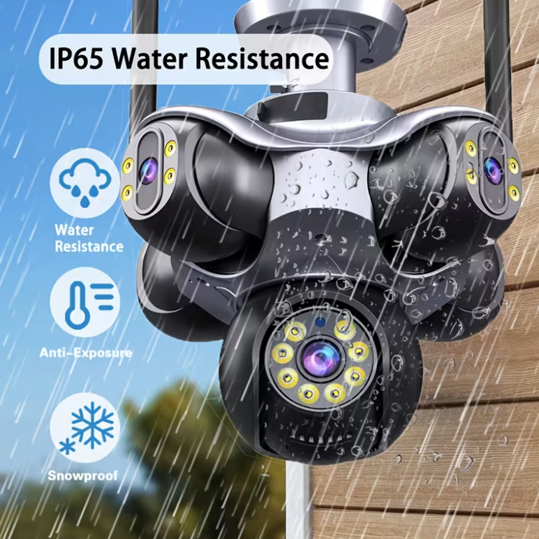 Camera Supraveghere WiFi cu 5 Lentile, 25 MP, Camere Rotative 360°, 4K Ultra HD, PTZ, Viziune Nocturna Color, Detectare Umana, Zoom 10X Digital, Audio Bidirectional, Alarma, IP66, Card Memorie 64GB In [2]