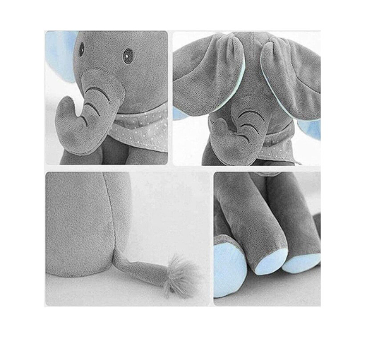 Elefant Peek-a-Boo, isi Acopera Ochii cu Urechile, 30 cm, Pufos, cu Sunete [2]