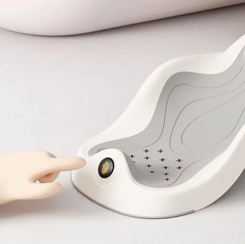 Cadita pentru Bebelusi cu Suport si Termometru Digital, 60 x 30 cm, Indicator Temperatura Apa, Design Ergonomic Antiderapant, Cadita Baie Nou-Nascuti si Copii [2]