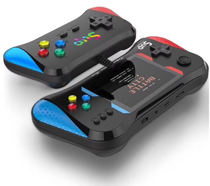 Consolă 2 Jucatori Retro Portabilă cu 500 Jocuri, Joystick pentru 2 Jucători, Conectare TV AV, Baterie Reîncărcabilă, 17.5 cm, Multiplayer [1]