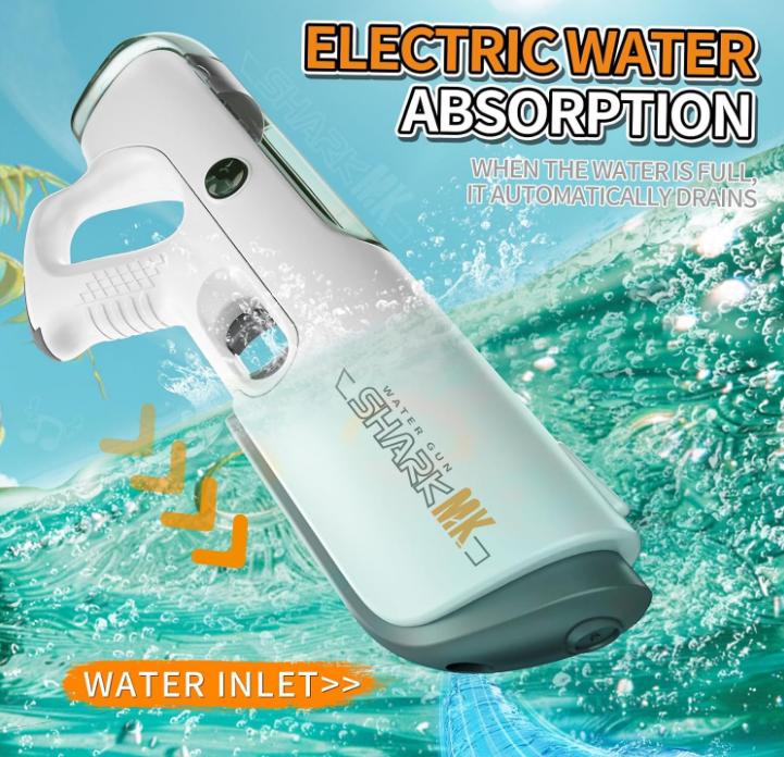 Pistol cu Apa Electric SHARK MX – Îl Scufunzi, Absoarbe Apa și Trage Puternic! Baterie Reîncărcabilă, Jet Lung 11m, 40 cm [9]