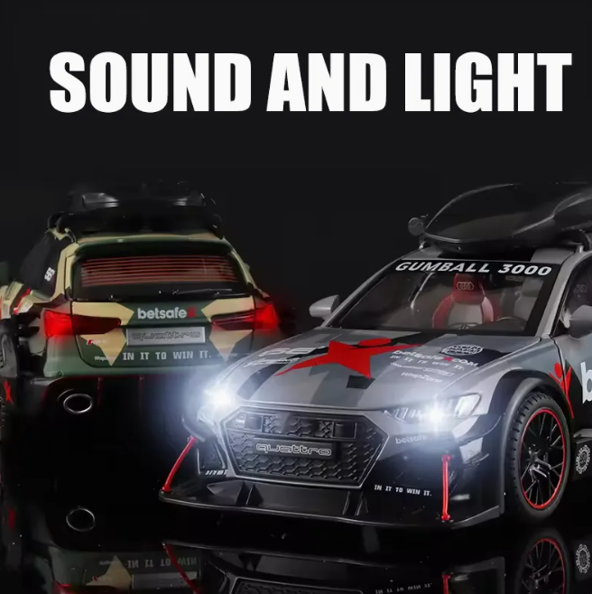 Masina din Metal Audi RS6 Camo 1:32, 15 cm, Functie Pull Back, Usile Capota si Portbagaj Deschizabile, Lumini si Sunete, Automacheta Audi RS6 [4]