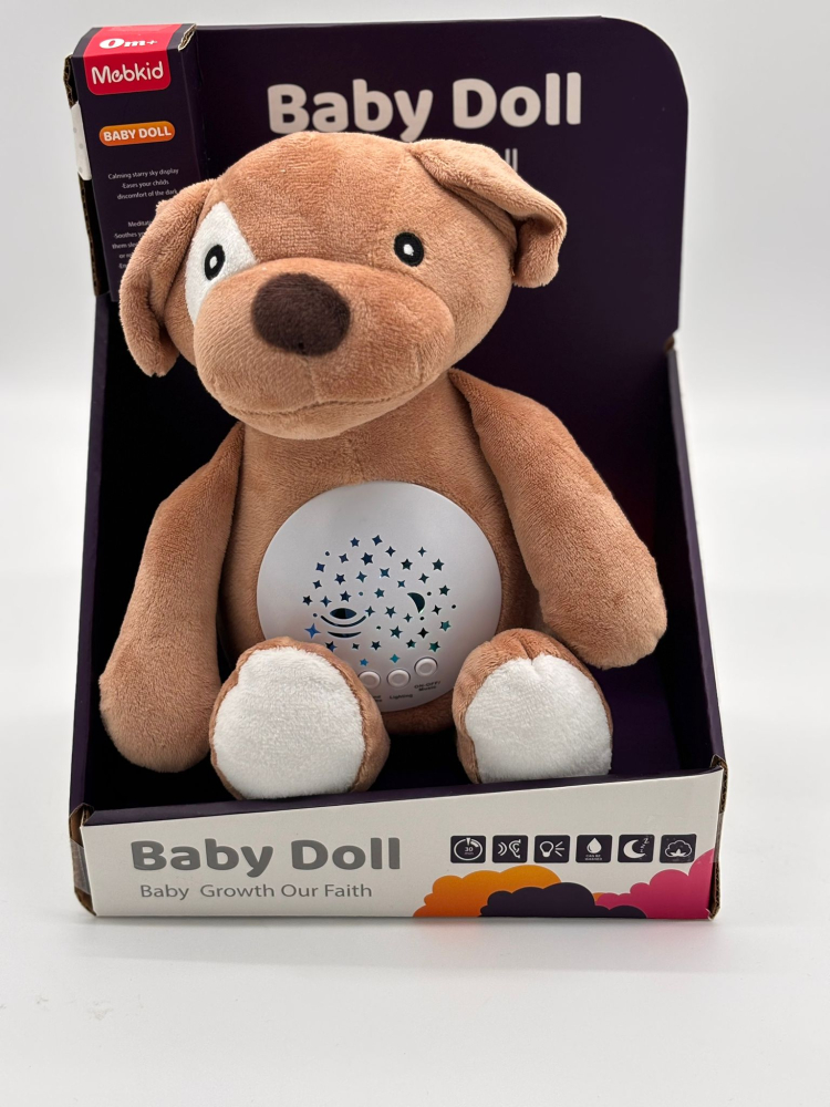 Ursuleț și Cățel Muzical cu Proiecție de Stele, 25 cm, Lumină si Muzica Calda, Funcționează pe Baterii [6]