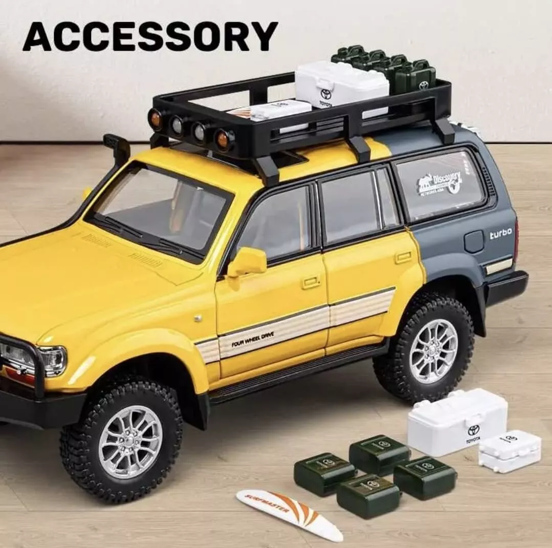 Macheta Toyota Land Cruiser, din Metal, cu Sunete, Lumini, Functie Pull-Back, Accesorii, Usi, Capota si Portbagaj Deschizatoare [3]