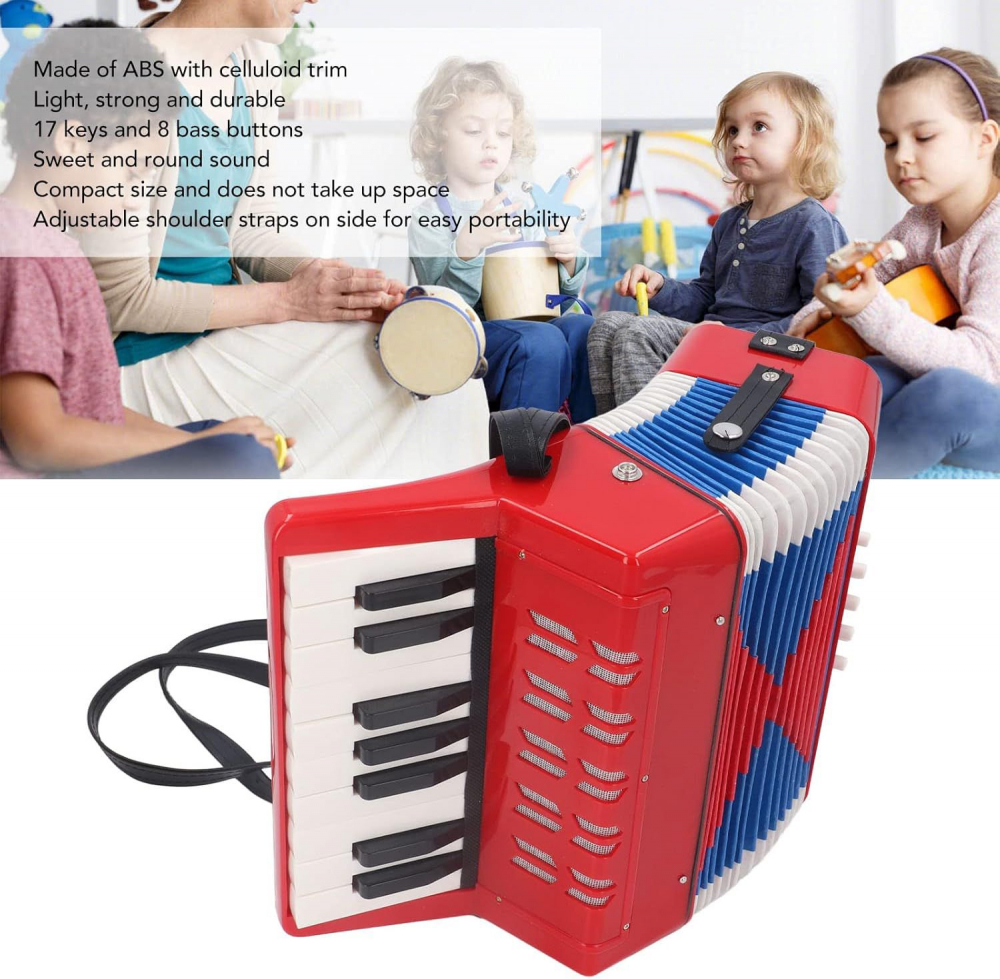 Acordeon Copii cu Clape, iStan, 23 x 38 cm - Rosu [5]