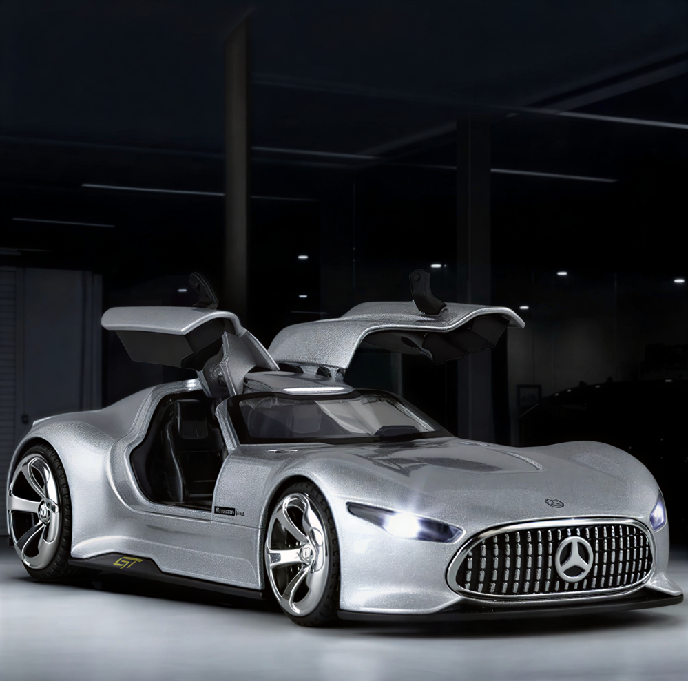 Automachetă Mercedes-Benz AMG GT Vision (Batmobile), 15 cm, Funcție Pull-Back, Uși și Eleron Deschizătoare, Lumină și Sunet [2]
