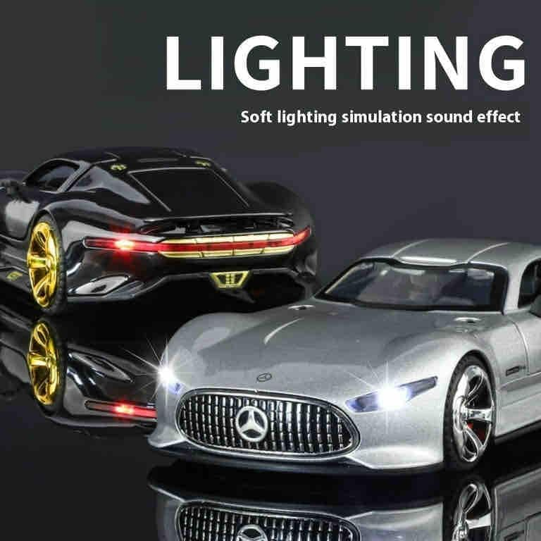 Automachetă Mercedes-Benz AMG GT Vision (Batmobile), 15 cm, Funcție Pull-Back, Uși și Eleron Deschizătoare, Lumină și Sunet [6]