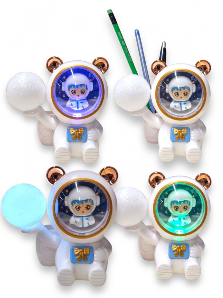 Astronaut Lampa de Veghe, Suport de Creioane si Ascutitoare, cu Multiple Culori Reglabile, Acumulator, Alb, iStan [7]