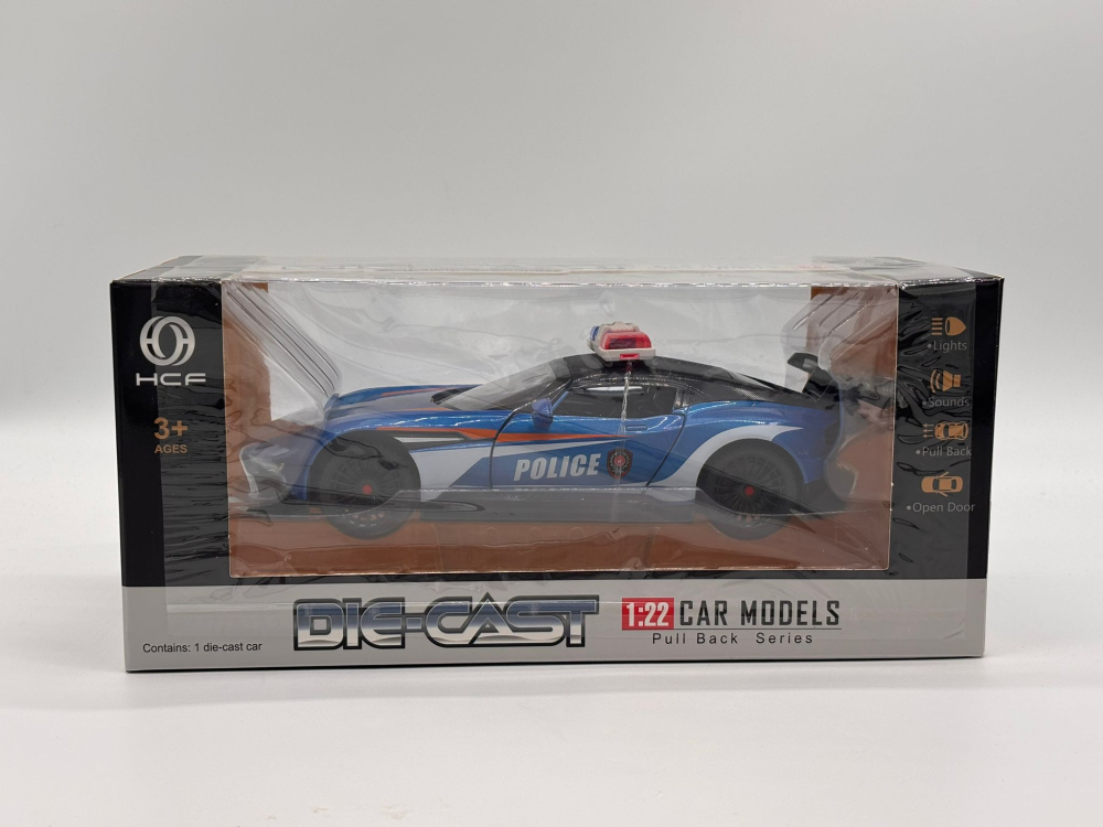 Automachetă Aston Martin Valkyrie Poliție, din Metal, 1:24, 20 cm, Funcție Pull-Back, Elemente Mobile, Sunete și Lumini [13]