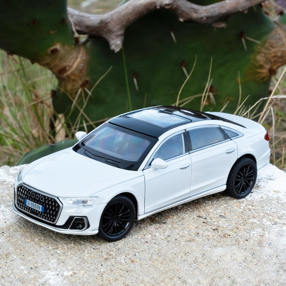 Automacheta Audi A8, din Metal  – 15cm, Sunete și Lumină, Elemente Mobile, Funcție Pull Back, Detalii Realiste [6]