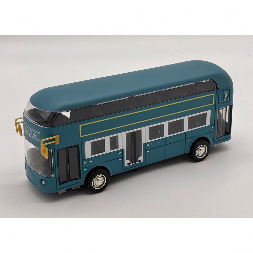 Automacheta Autobuz Etajat Londonez, cu Lumini, Sunete, Functie Pull-Back, 19 cm - Albastru [10]