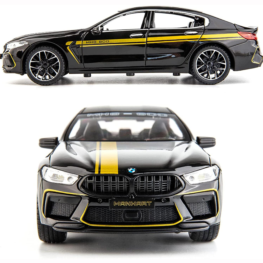 Automachetă BMW M8 Competition Pachet MANHART din Metal, 1:24, Fum pe Bază de Apă, Funcție Pull-Back, Uși, Capotă și Portbagaj Deschizătoare, Lumină și Sunet, 21 cm [6]