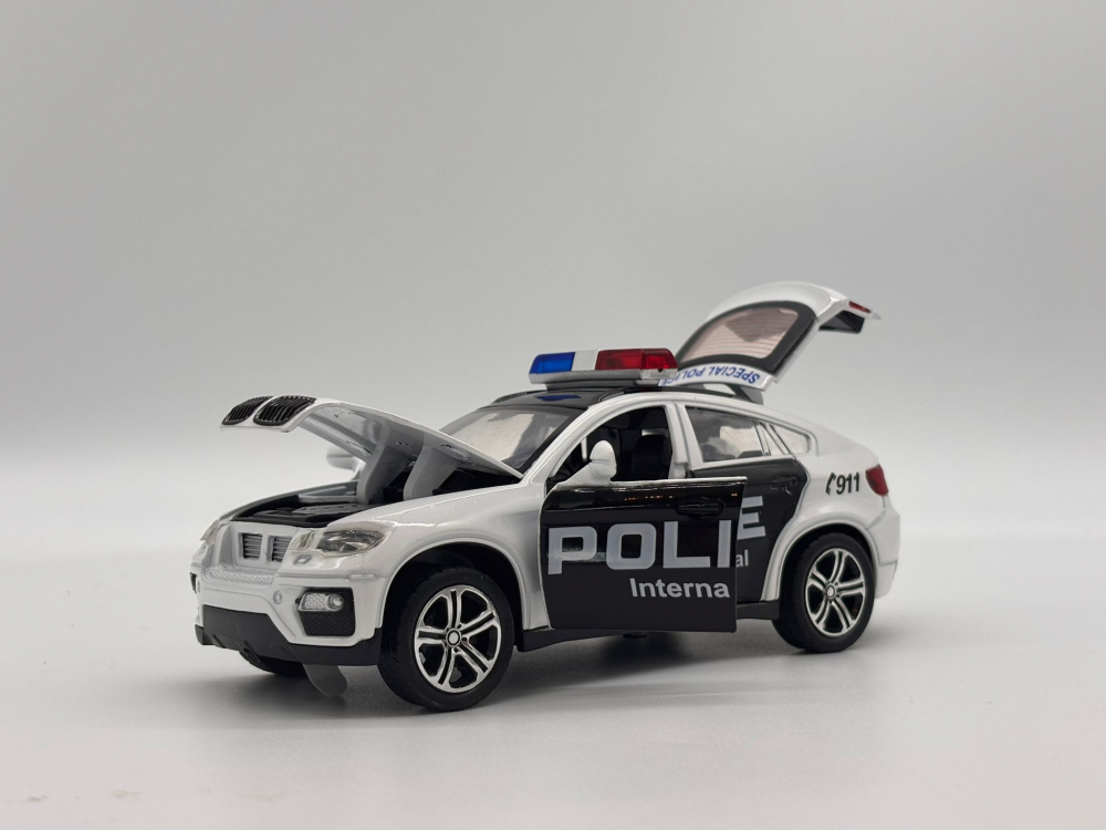 Automacheta BMW X6 de Politie, din Metal - Sunete și Lumină, Elemente Mobile, Detalii Realiste [10]