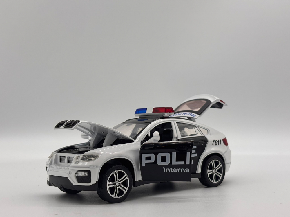 Automacheta BMW X6 de Politie, din Metal - Sunete și Lumină, Elemente Mobile, Detalii Realiste [14]