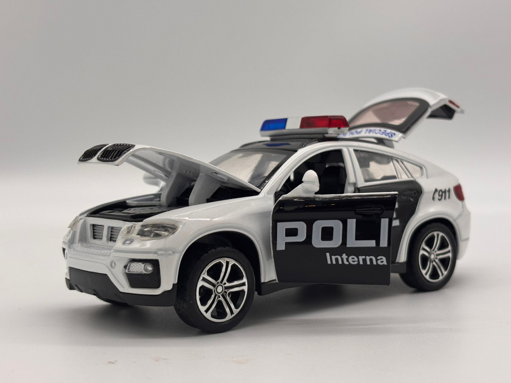 Automacheta BMW X6 de Politie, din Metal - Sunete și Lumină, Elemente Mobile, Detalii Realiste [6]