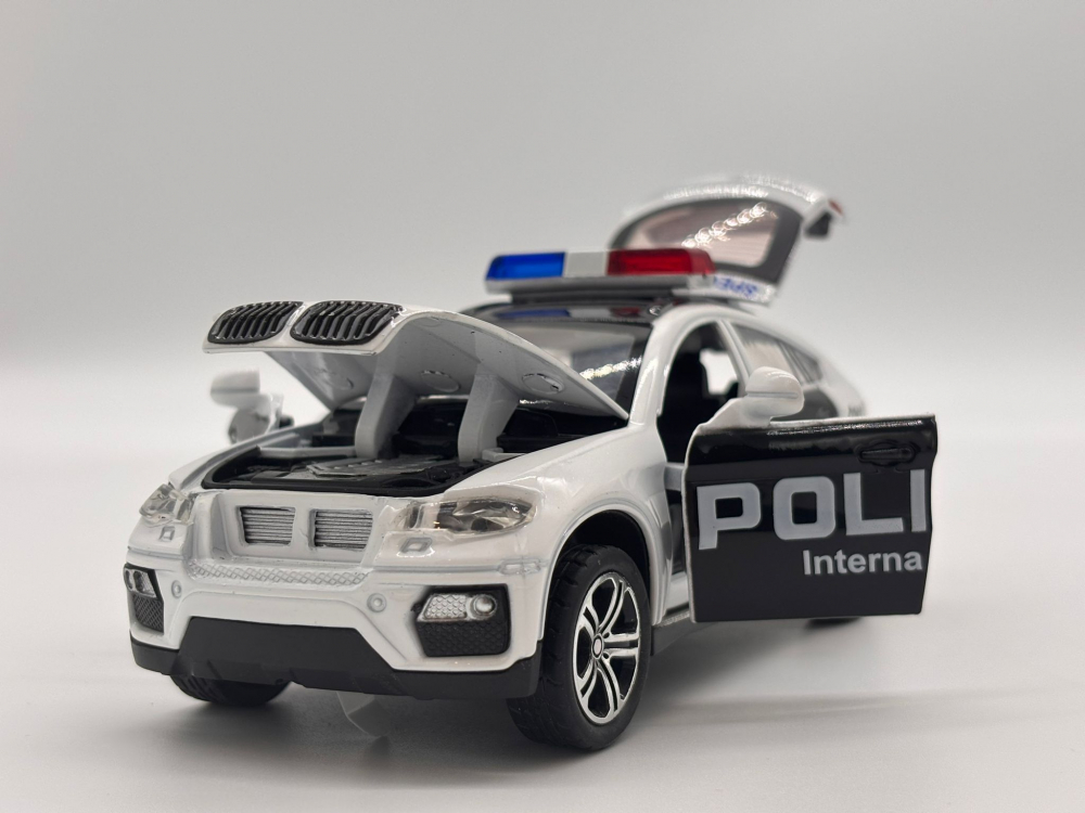Automacheta BMW X6 de Politie, din Metal - Sunete și Lumină, Elemente Mobile, Detalii Realiste [11]