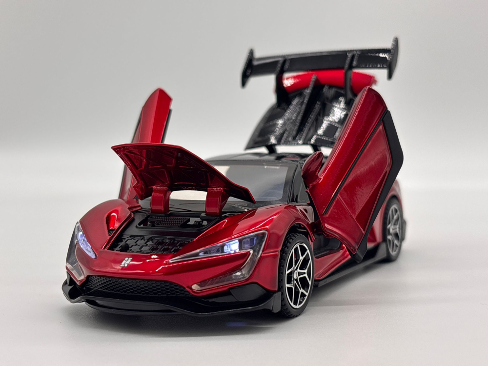 Automachetă BYD Yangwang U9 din Metal, 1:32, Funcție Pull-Back, Uși, Capotă și Portbagaj Deschizătoare, Lumină și Sunet, 15 cm [6]