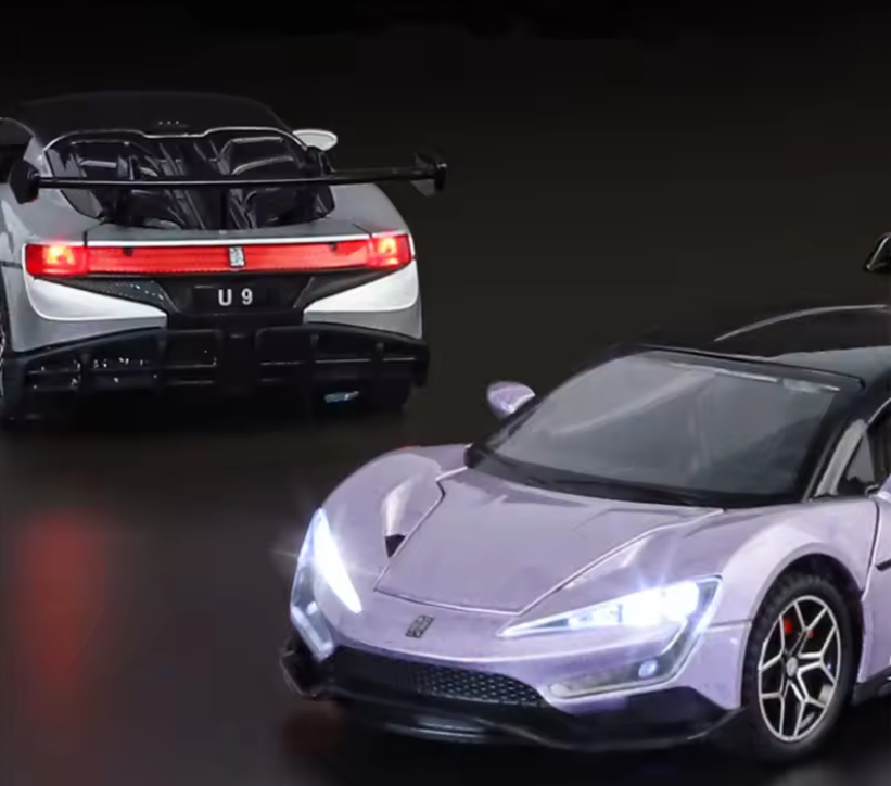 Automachetă BYD Yangwang U9 din Metal, 1:32, Funcție Pull-Back, Uși, Capotă și Portbagaj Deschizătoare, Lumină și Sunet, 15 cm [4]