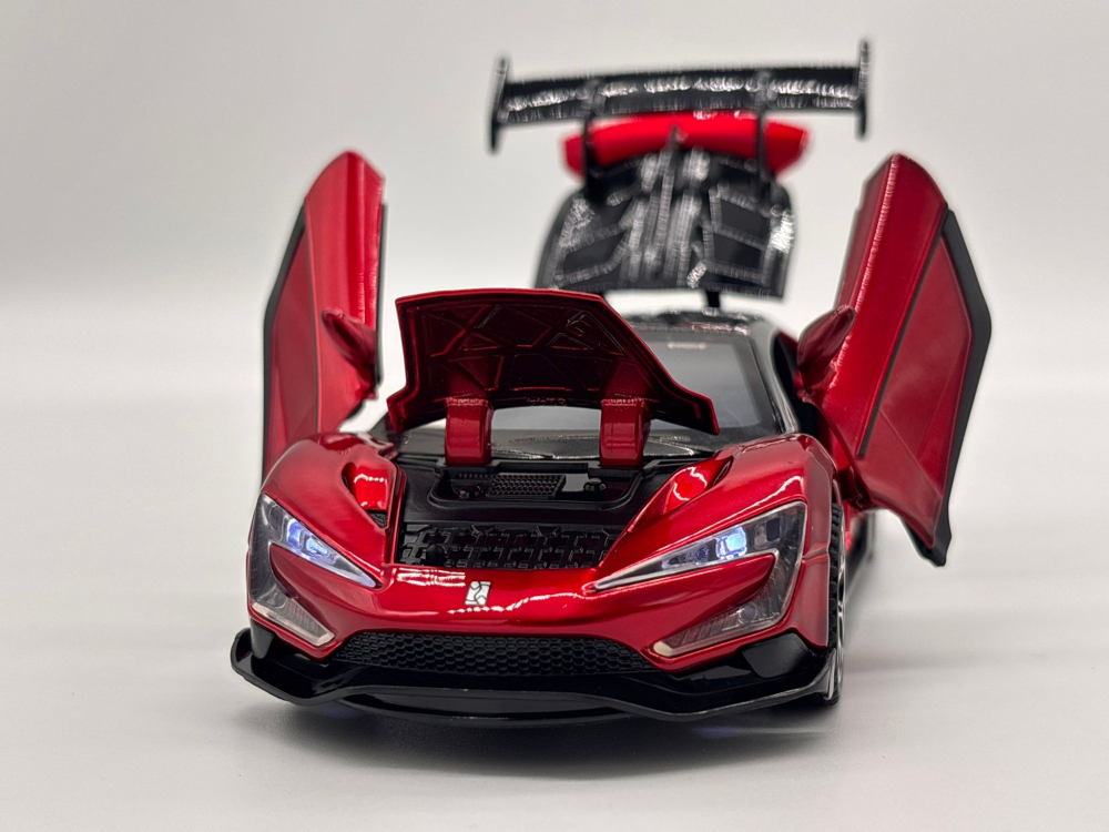 Automachetă BYD Yangwang U9 din Metal, 1:32, Funcție Pull-Back, Uși, Capotă și Portbagaj Deschizătoare, Lumină și Sunet, 15 cm [5]