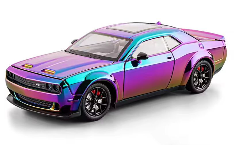 Automachetă Dodge Challenger SRT din Metal, 1:24, Funcție Pull-Back, Uși, Capotă și Portbagaj Deschizătoare, Sunete și Lumini, 20cm [3]