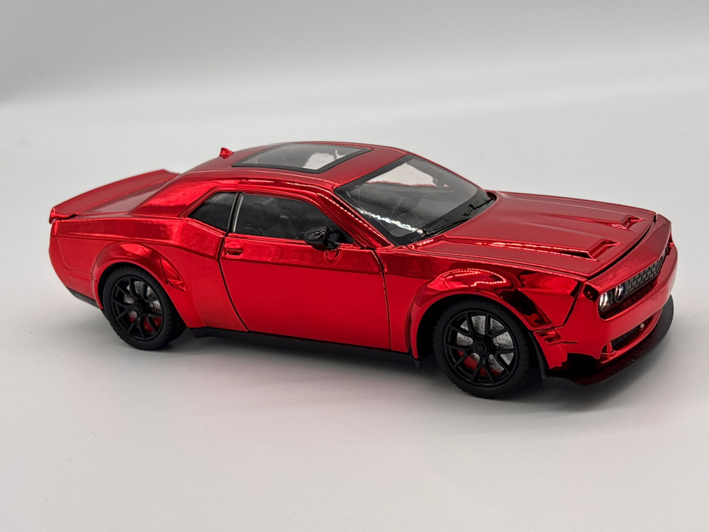 Automachetă Dodge Challenger SRT din Metal, 1:24, Funcție Pull-Back, Uși, Capotă și Portbagaj Deschizătoare, Sunete și Lumini, 20cm [11]