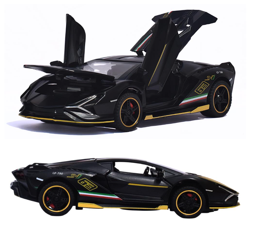 Automachetă Lamborghini Sian, din Metal, 1:32, Funcție Pull-Back, Uși și Capotă Deschizătoare, Sunete și Lumini, 16 cm [4]