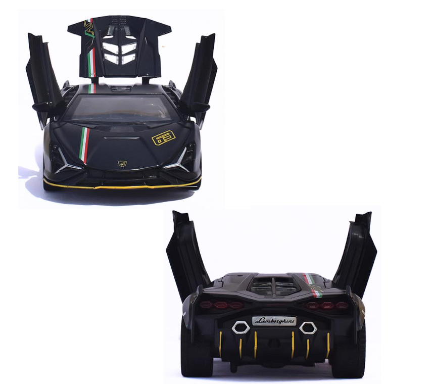 Automachetă Lamborghini Sian, din Metal, 1:32, Funcție Pull-Back, Uși și Capotă Deschizătoare, Sunete și Lumini, 16 cm [3]