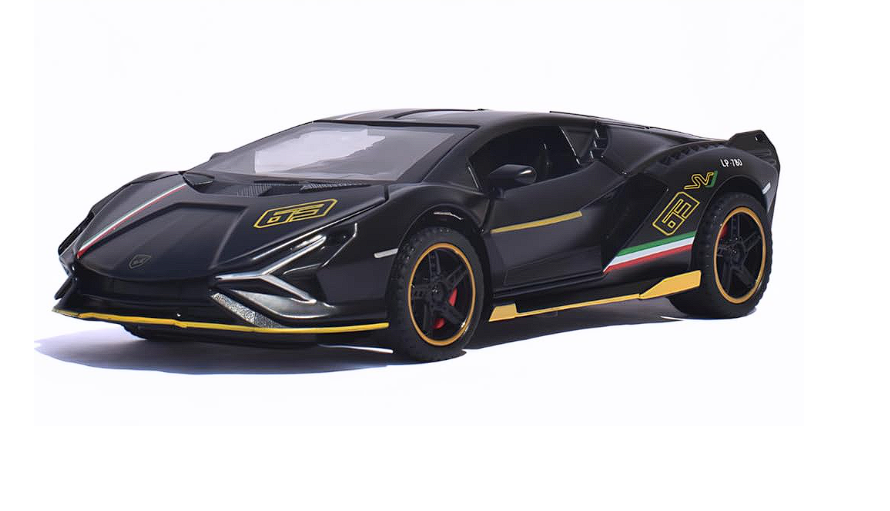 Automachetă Lamborghini Sian, din Metal, 1:32, Funcție Pull-Back, Uși și Capotă Deschizătoare, Sunete și Lumini, 16 cm [2]