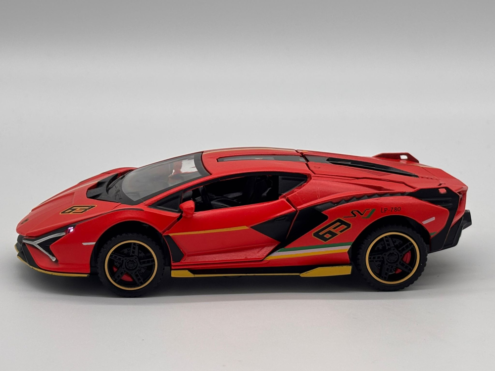 Automachetă Lamborghini Sian, din Metal, 1:32, Funcție Pull-Back, Uși și Capotă Deschizătoare, Sunete și Lumini, 16 cm [7]