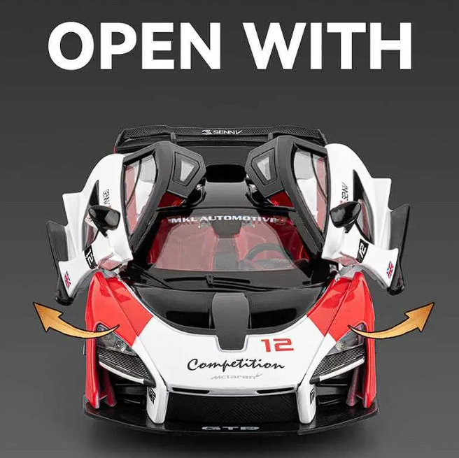 Automachetă McLaren Senna GTR din Metal, 1:24, Funcție Pull-Back, Uși, Capotă și Portbagaj Deschizătoare, Sunete și Lumini, 20 cm [3]