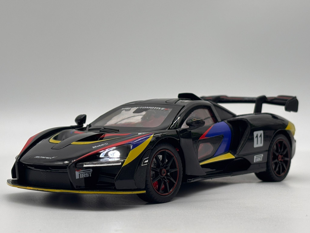 Automachetă McLaren Senna GTR din Metal, 1:24, Funcție Pull-Back, Uși, Capotă și Portbagaj Deschizătoare, Sunete și Lumini, 20 cm [5]