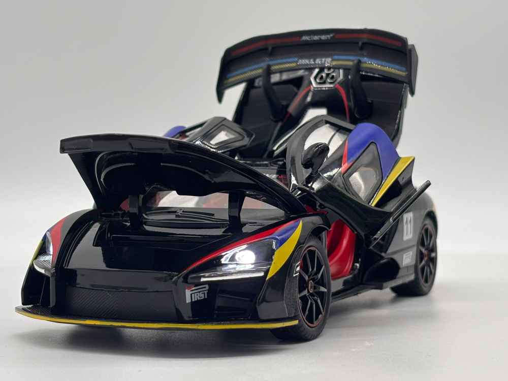 Automachetă McLaren Senna GTR din Metal, 1:24, Funcție Pull-Back, Uși, Capotă și Portbagaj Deschizătoare, Sunete și Lumini, 20 cm [6]