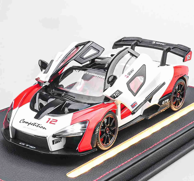 Automachetă McLaren Senna GTR din Metal, 1:24, Funcție Pull-Back, Uși, Capotă și Portbagaj Deschizătoare, Sunete și Lumini, 20 cm [2]