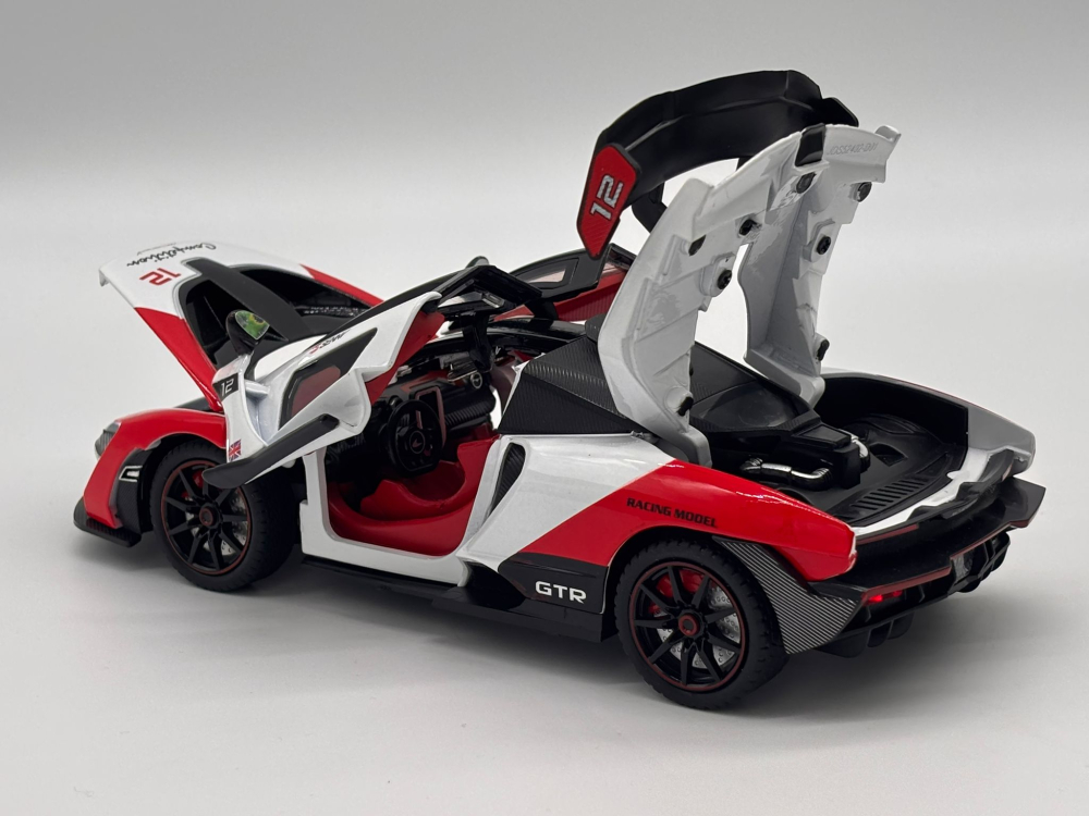 Automachetă McLaren Senna GTR din Metal, 1:24, Funcție Pull-Back, Uși, Capotă și Portbagaj Deschizătoare, Sunete și Lumini, 20 cm [10]