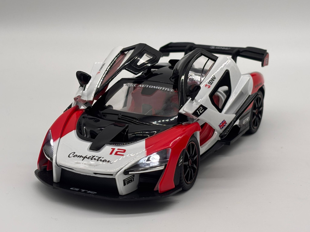 Automachetă McLaren Senna GTR din Metal, 1:24, Funcție Pull-Back, Uși, Capotă și Portbagaj Deschizătoare, Sunete și Lumini, 20 cm [11]