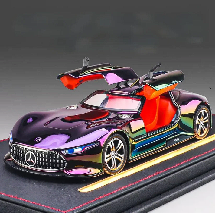 Automachetă Mercedes-Benz AMG GT Vision (Batmobile) din Metal, 1:24, Funcție Pull-Back, Uși și Eleron Deschizătoare, Lumină și Sunet, 21 cm [2]