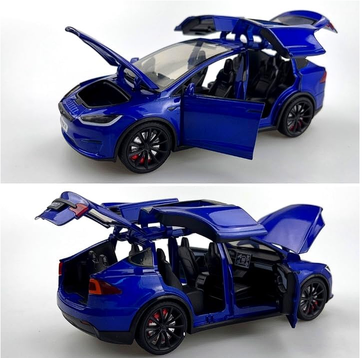 Automachetă Tesla Model X din Metal, cu Telecomandă, Fum pe Bază de Apă, Lumină și Sunet, Acumulator Inclus [2]