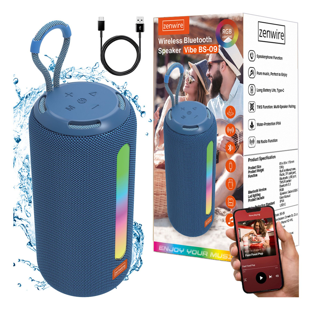 Boxă Portabilă Bluetooth cu Lumină RGB, Sunet Premium, 17 cm, Playtime 3h, Type-C, USB și TF [1]